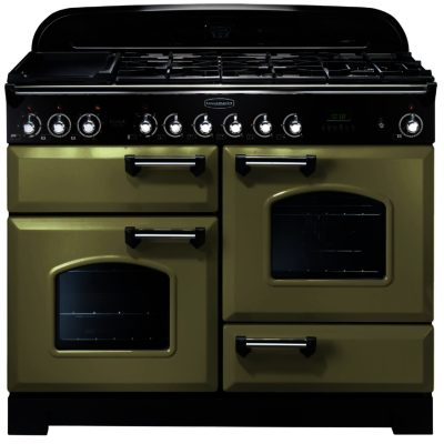 Rangemaster Classic Deluxe 110cm Dual Fuel 100930 Range Cooker in Olive Green with Chrome Trim and FSD Hob Rangemaster Classic Deluxe 110cm Dual Fuel 100930 Range Cooker in Olive Green with Chrome Trim and FSD Hob
